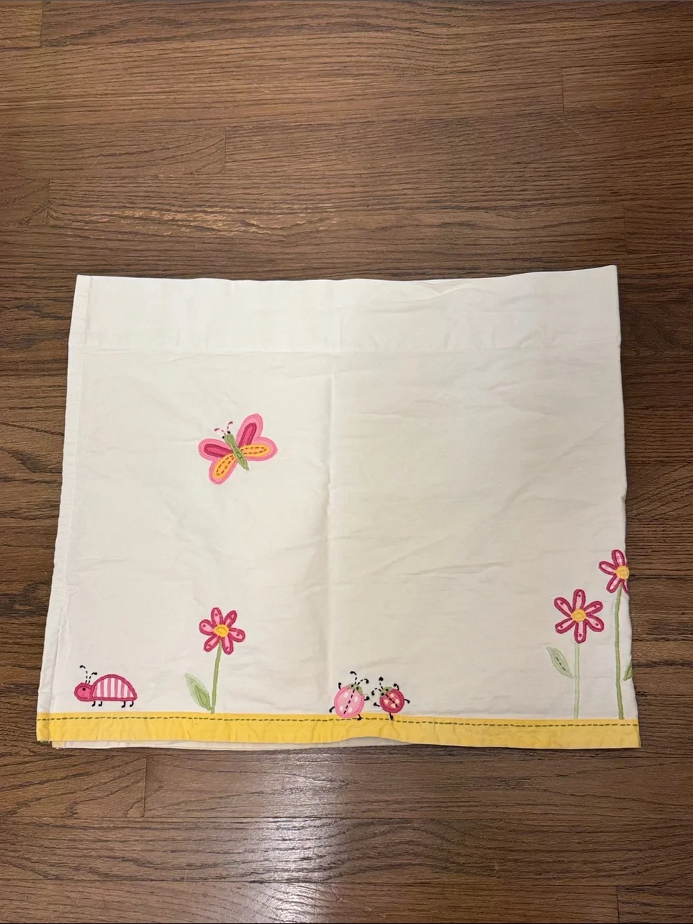 Pottery Barn Kids Pink and Yellow Floral & Butterfly Embroidered Valances